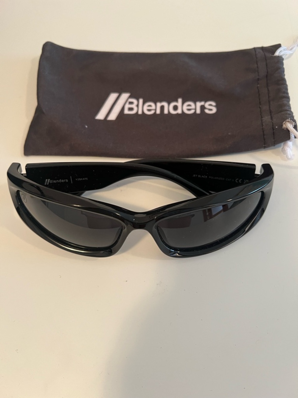 Blenders Black ‘Y2Skate’ Sunglasses with Carry Pouch
